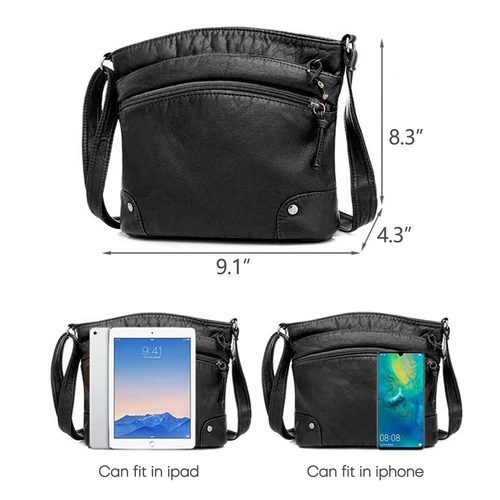 Womens Vintage Soft Leather Shoulder Bag Purse Lady Messenger Crossbody Bag - Bild 34 von 50