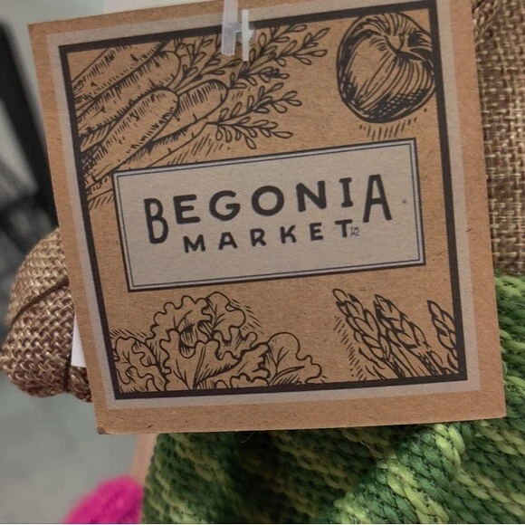 Begonia Market Burlap Fabric Easter Bunny in Green Overalls Holding Carrot - Image 4 of 4