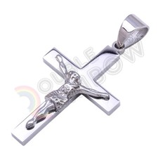 P33 Men Stainless Steel Gold Silver Small Jesus Cross Crucifix Pendant