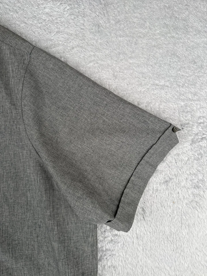 Camisa Cubavera Adulto 2XL XXL Gris Bordada Lino Mezcla Rayón Abotonada Foto 2 de 4