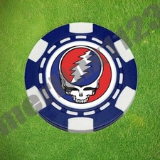 Grateful Dead Skull - Dia-magnetic Clay Poker Chip Golf Ball Marker Card Guard