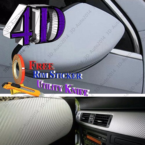 2ft X 5ft White 4D GLOS Carbon Fiber Vinyl Air Release Pockets Bubble Free - Picture 5 of 6