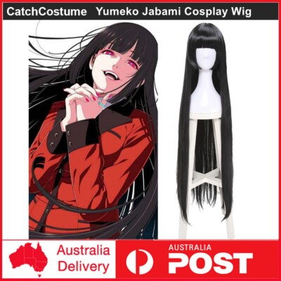 Anime Kakegurui Compulsive Gambler Yumeko Jabami Cosplay Wigs Black Free Size