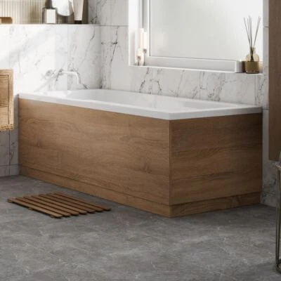 VITUSSO Oak Wood Bath Panel 1700mm - Side LDF Wooden Bathroom Elegant Design