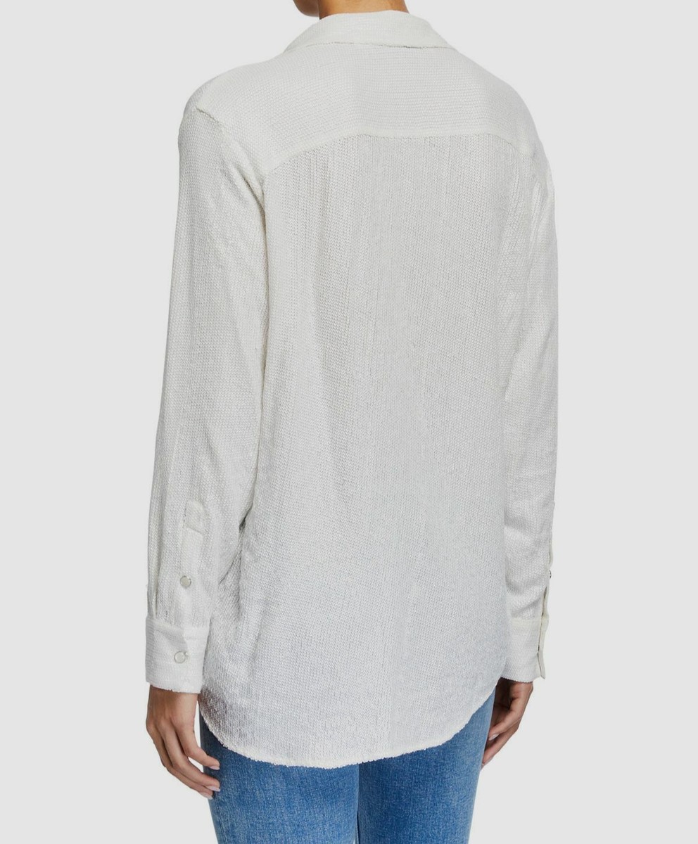 $695 IRO Women's White Zuko Sequined Snap Front Long-Sleeve