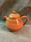 1940s Bauer art pottery Monterey Ring Ware snub nose teapot Speckled brown glaze