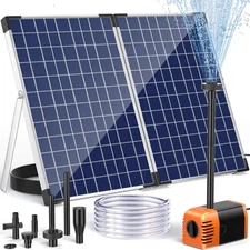 Solar Fountain Pump 35 Watt, 480GPH Solar Water Pond Pump with PVC Tubing 4 S...