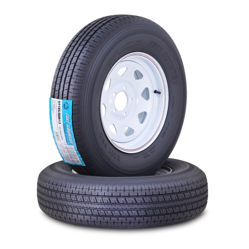 2 Free Country Trailer Tire Rim ST185/80R13 6-Ply C 94M 5 Lug x 4.5" White Spoke