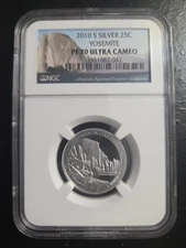 2010 S PROOF SILVER WASHINGTON QUARTER YOSEMITE NGC PF70 ULTRA CAMEO 