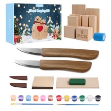 19Pcs Wood Carving Kit, Whittling Set for Beginners with Basswood Blocks Pa...