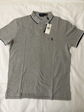  125 Polo Ralph Lauren Men Custom Slim Fit The Iconic Mesh Polo Shirt Grey M