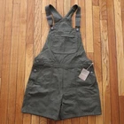 Patagonia Canvas Stand Up 5" Bib Overalls Work Shorts Womens Medium Basin Green