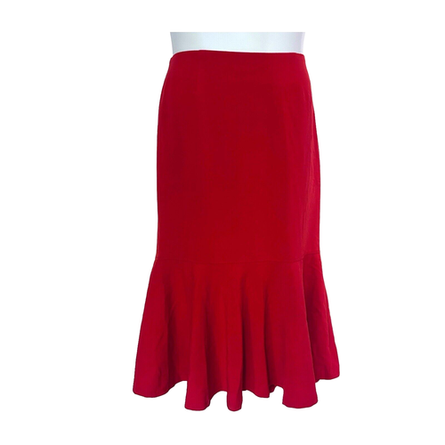 size 8 Red Ruffle Collar Monroe & Main Trumpet Hem Skirt Set Career Party Suit - Picture 10 of 19
