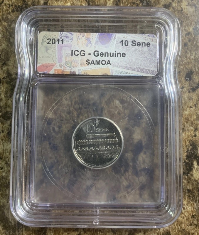 Samoa 2011 10 Sene Currency Coins. ICG-Genuine Slab. Free Shipping