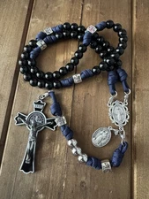 Crusader Catholic Rosary,Large St. Benedict Crucifix - Durable Rosary - Handmade