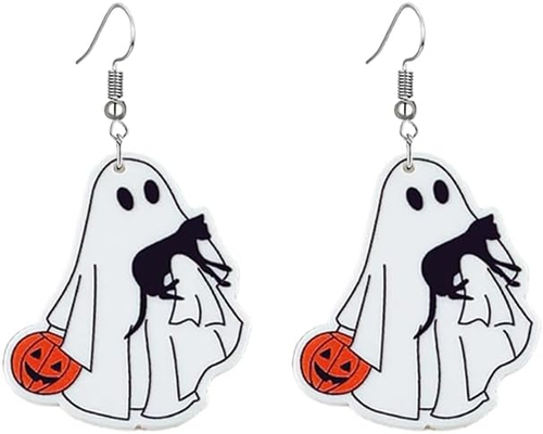 Halloween Ghost Earring for Women Unique Black Cat Pumpkin Coffin Earring Funny - Picture 8 of 12