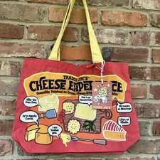 Trader Joe's CHEESE ADVENTURES Canvas Tote Bag Shopping Grocery NWT Washable