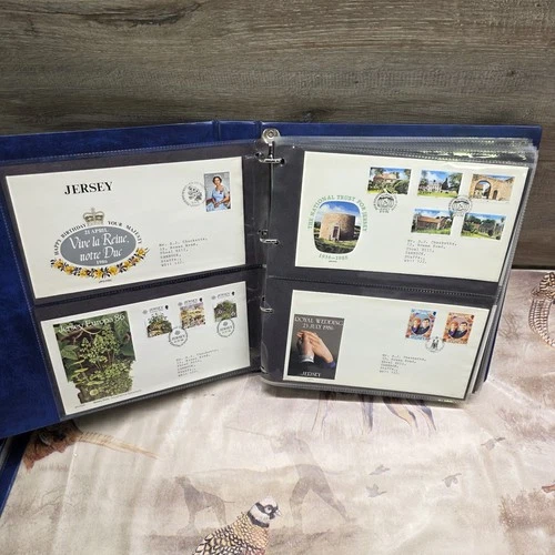 Vintage Stamp Collection Jersey First Day Covers 1986-1988 In Binder Rare