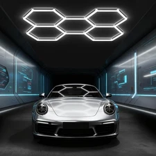 Hexagon LED Garage Light, 168W 18480LM 5-Grid Honeycomb Hex Lighting System, ...
