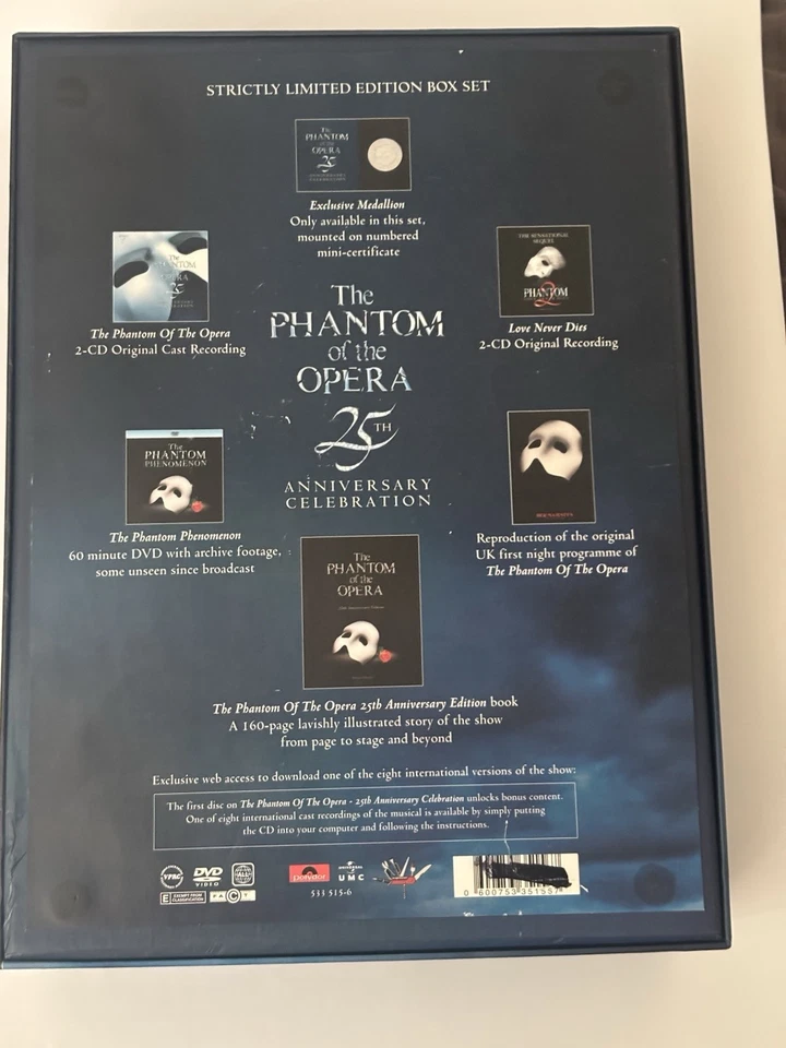 PHANTOM OF THE OPERA 25th Anniversary BOX  w/ MEDALLION 11847/15000 Box Wear - Image 2 of 4