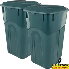 Wheeled Outdoor Garbage Can W/ Snap Lock Lid Heavy Duty Handles Patio Garage New