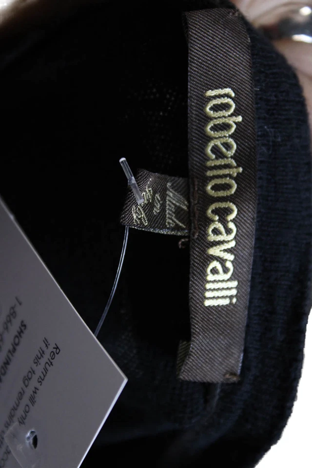 Roberto Cavalli 女式棉质针织 V 领套衫毛衣上衣黑色 M 码 — 第 4/4 张图片