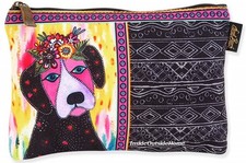 Laurel Burch Dog Violet Flowers Organizer Bag Makeup/Craft/ Meds/Tech/Cords/Baby