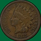 1887 Indian Head Cent Very Fine VF Coin #39725