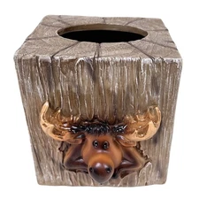 Rustic Moose Tissue Box Cover – Nature-Inspired Cabin & Wildlife Décor