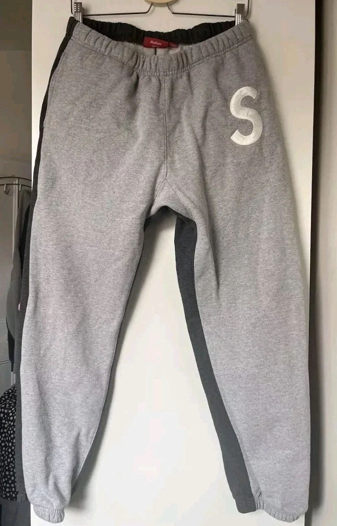 FW21 Supreme S Logo Split sweatpant pants size M Medium Heather Grey