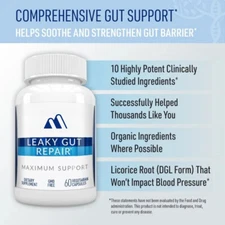 Leaky Gut Glutamine, Quercetin, and Gancao Root 60 Capsules