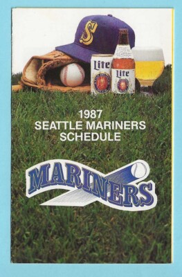 1987 Seattle Mariners Pocket Baseball Schedule Miller Lite Advertisement Nrmt