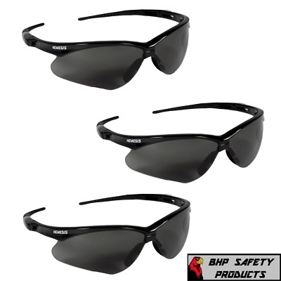 #ad 3 PAIR KLEENGUARD NEMESIS SAFETY GLASSES 22475 SMOKE ANTI FOG LENS SUNGLASSES $16.75