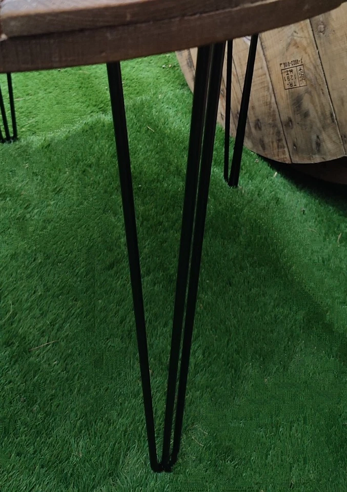 Schöne rustikale industrielle Holzkabelrolle Trommel runder Esstisch 75 cm hoch - Bild 3 von 4