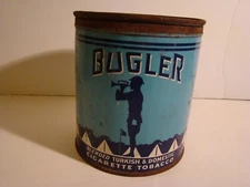 Bugler Cigarette Tobacco Tin EMPTY 4.75" Tall  Has State And Union Seals