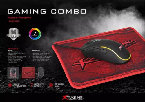 XTRIKE 6D Gaming Mouse7 colours Backlight, DPI 1200/1800/2400/3600 with mousepad - Picture 8 of 8