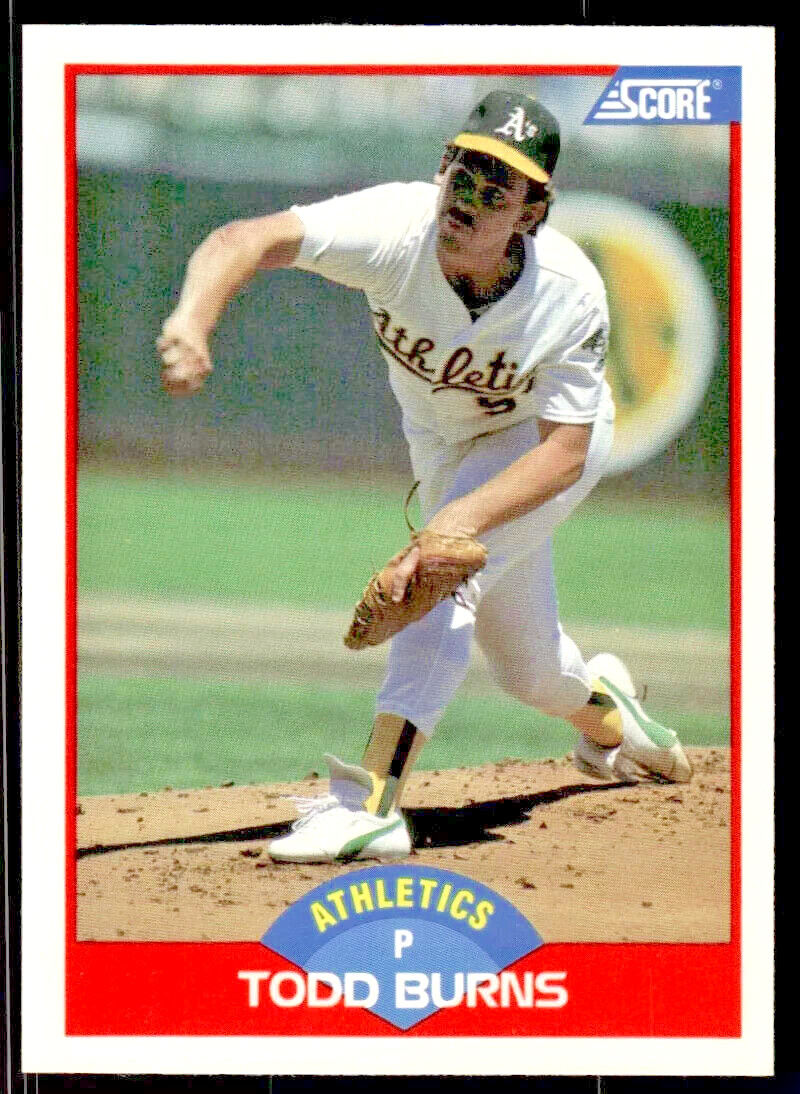 1989 Score  #465   Todd Burns    Pitcher   Oakland Athletics  FREE shipping