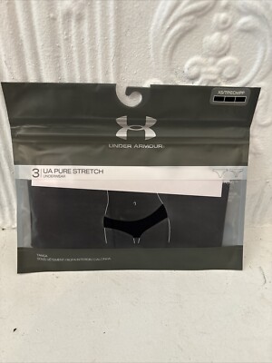 Size XS Under Armour Women's UA Pure Stretch Thong Underwear 3 Pk Black
