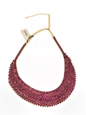 New Natasha Pink Crystal Statement Bib Choker Gold Plated Adjustable Necklace