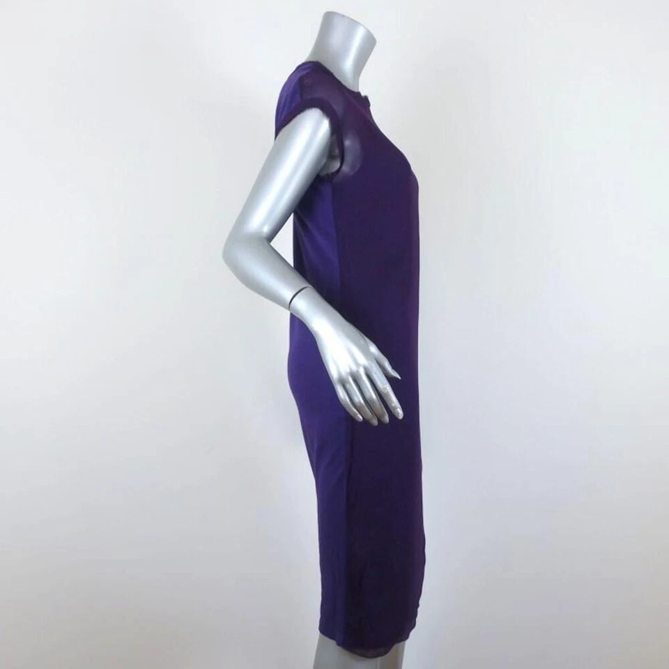 Vestido Lanvin Púrpura Chifón y Jersey Talla Extra Pequeño Manga Corta Cambio Foto 4 de 4
