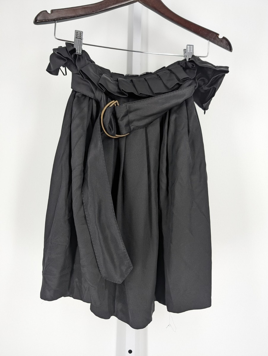Alexander McQueen 2002 Vtg Archive Black Silk Satin Pleat