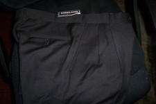 NWT 98 KIRKLAND WOOL PLEAT FRONT DRESS PANTS - GRAY - 34x30