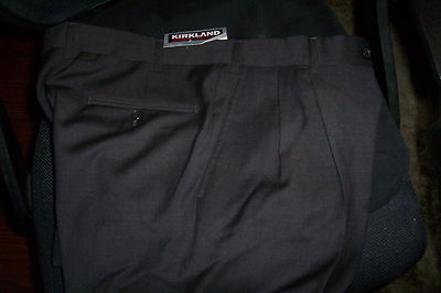NWT! $98 KIRKLAND WOOL PLEAT FRONT DRESS PANTS - GRAY - 34x30