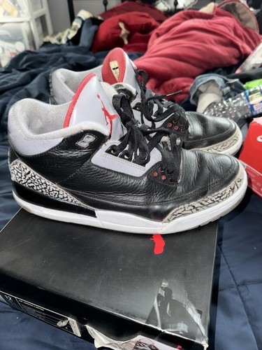Air Jordan 3 Retro 136064-010 Black, Red, Cement Gray Size 12 "2011" - Picture 10 of 12