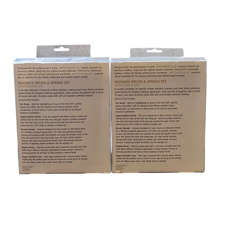 Pack de 2 brochas y esponja japonesas de 5 piezas para maquillaje cosmético Foto 3 de 4