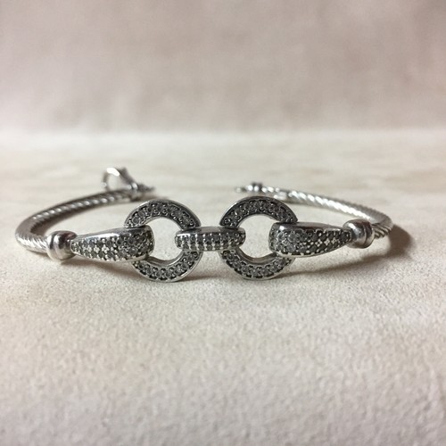 "Brazalete con cable Cz de plata esterlina Italia 7,25""" - Imagen 6 de 6