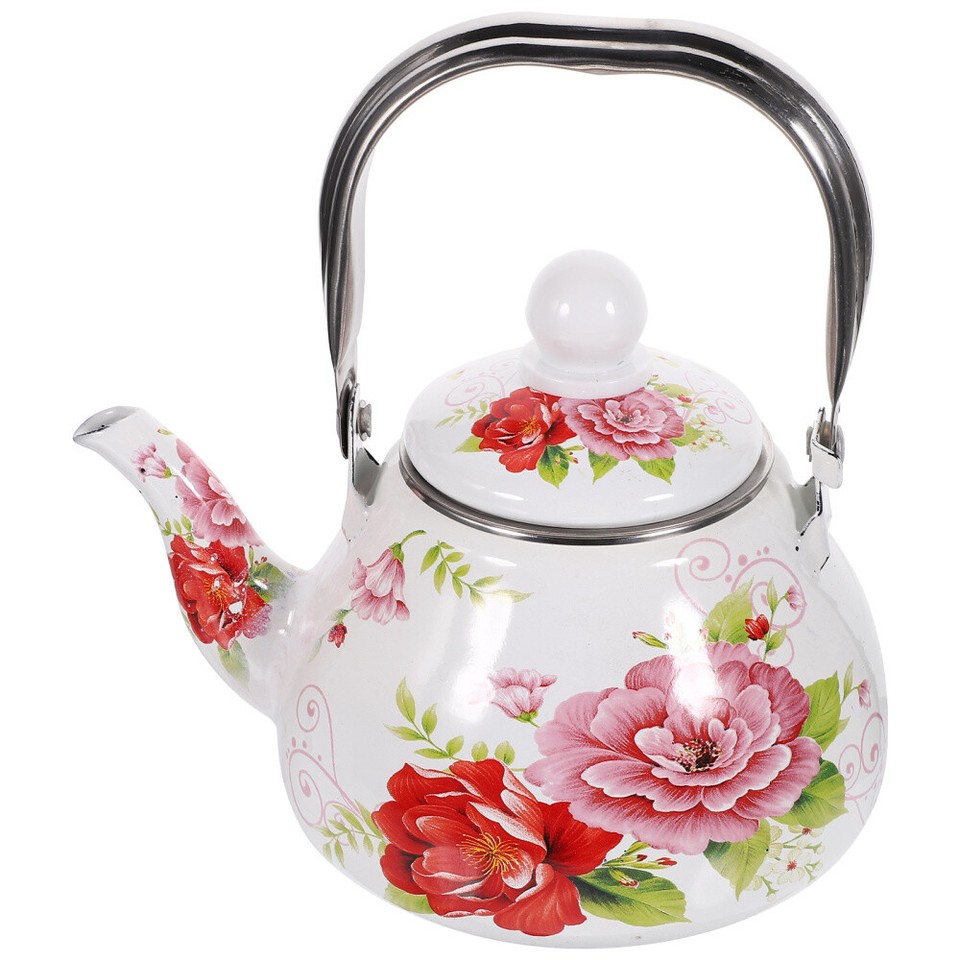 Enamel Kettle Floral Pattern Tea Kettle Stovetop Decorative Teapot Tea
