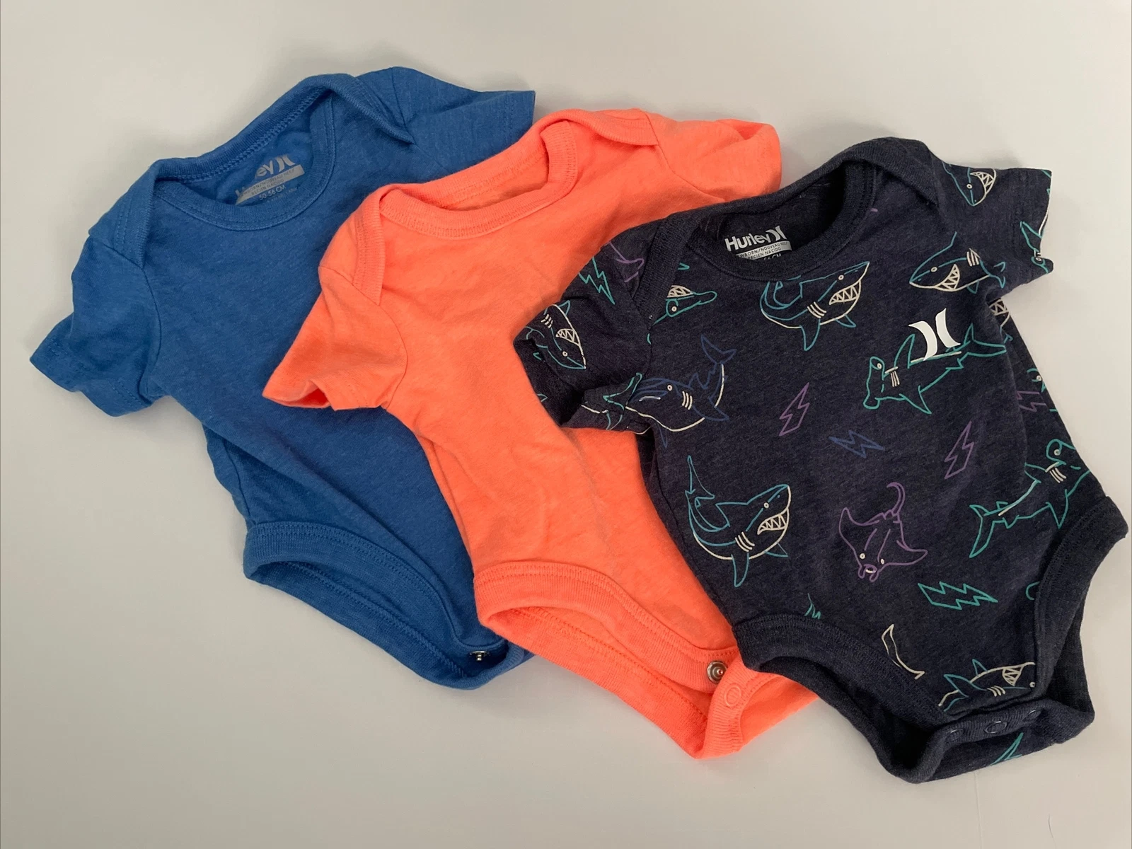Hurley Baby Boy Summer Shark One Piece Romper Clothing Size Newborn Lot 3