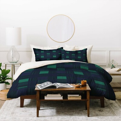 Deny Design Winter Plaid Blue/Green 2 Piece Duvet Cover Set Twin XL NEW