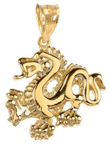 Yellow Gold Dragon Charm Pendant | eBay